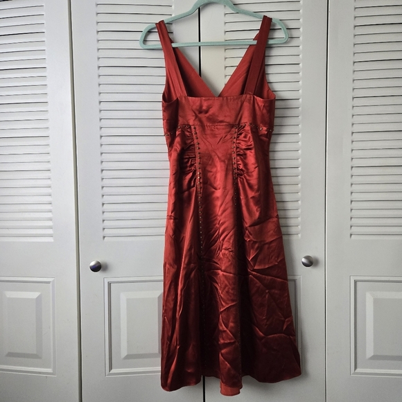 BCBGMAXAZRIA Silk Dress Brownred Size M #031 - Picture 2 of 11